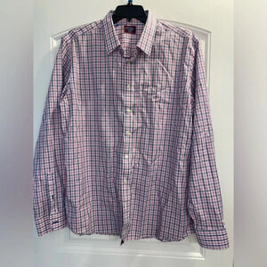 UNTUCKit Button Down Shirt Long Sleeve Men's Blue /Pink Plaid/Check 2XL Tall